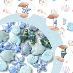 24Pcs 8 Styles Handmade Porcelain Beads&nbsp;PORC-FS0001-46C
