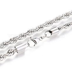 Non-Tarnish 304 Stainless Steel Rope Chain Necklaces&nbsp;NJEW-F226-03P-10