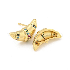 Rack Plating Brass Micro Pave Cubic Zirconia Stud Earring&nbsp;EJEW-C102-15G-02