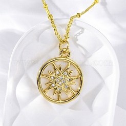 Brass Micro Pave Clear Cubic Zirconia Pendant Necklaces&nbsp;NJEW-C071-05A-G