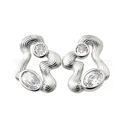 Brass Micro Pave Clear Cubic Zirconia Stud Earrings&nbsp;EJEW-V011-06P