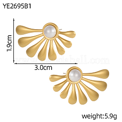 Natural & Synthetic Mixed Stone Fan Stud Earrings&nbsp;EJEW-OY011-81G