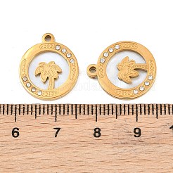 Ocean Theme 304 Stainless Steel & Natural Shell & Rhinestone Pendants&nbsp;SH-CBA72D5-01A-G