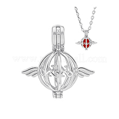 1Pc 925 Sterling Silver Hollow Bead Cage Pendants&nbsp;STER-PH0003-81P