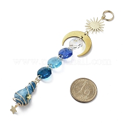 Wire Wrapped Bullet Electroplated Natural Quartz Crystal  & Glass Pendant Decoration&nbsp;HJEW-JM03122-03