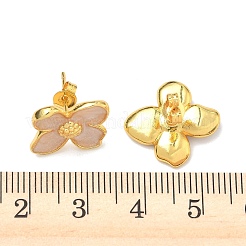 Flower Brass Enamel Stud Earrings&nbsp;EJEW-P341-03G-04