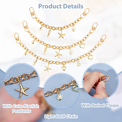 3Pcs Aluminum Cable Chains Bag Extender Chains&nbsp;HJEW-HS00048