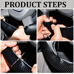 1Pc Cowhide Car Steering Wheel Cover&nbsp;AJEW-CL0002-42B