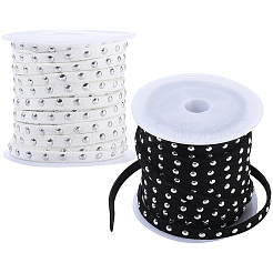 2 Rolls 2 Colors Faux Suede Cord with Aluminum Rivets&nbsp;OCOR-CY0001-03P