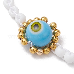 Handmade Lampwork Evil Eye & Glass Seed Beads Braided Bead Bracelets&nbsp;BJEW-MZ00090