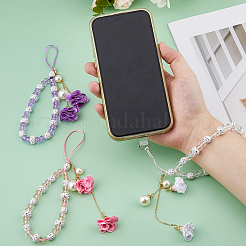 3Pcs 3 Colors Glass Mobile Straps&nbsp;HJEW-FH0001-79