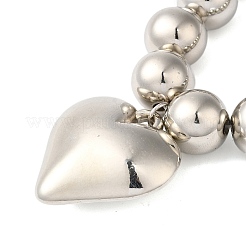 CCB Plastic Round Beaded Heart Pendant Necklaces Sets&nbsp;LS-NJEW-U006-03P