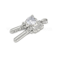 Brass Micro Pave Clear Cubic Zirconia Pendants&nbsp;KK-Z078-33P