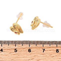 Brass Micro Pave Cubic Zirconia Heart Stud Earrings&nbsp;EJEW-C158-03G