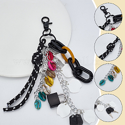 Lock Key Shell Shape Acrylic Pendant Decorations&nbsp;HJEW-WH0042-152