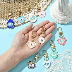 Teardrop with Evil Eye Alloy Enamel Pendant Decorations&nbsp;HJEW-YW00017-01