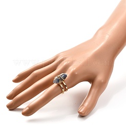 Copper Wire Wrapped Natural Gemstone Adjustable Rings for Women&nbsp;RJEW-JR00386