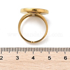 Flat Round 304 Stainless Steel White Shell Cuff Rings for Women&nbsp;RJEW-G346-02G-02