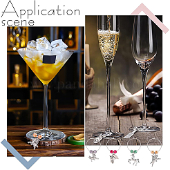 24Pcs 8 Styles Horseshoe & Brush & Horse & Hat Alloy Wine Glass Charms with Acrylic Pearl&nbsp;AJEW-BC0003-14