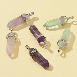 6Pcs 3 Styles Natural Mixed Stone Double Terminated Pointed Pendants&nbsp;G-FS0002-48