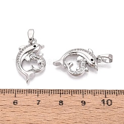 Brass Micro Pave Clear Cubic Zirconia Pendants&nbsp;KK-Q073-11P