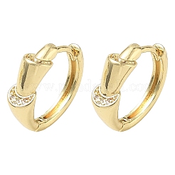 Brass Micro Pave Cubic Zirconia Hoop Earrings&nbsp;KK-CBA98BA-13G