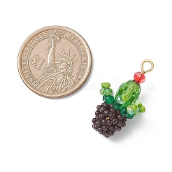 Glass Seed Beaded Cactus Pendants&nbsp;PALLOY-MZ01102
