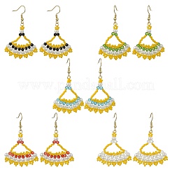 Seed Glass Woven Dangle Earrings&nbsp;EJEW-MZ00794