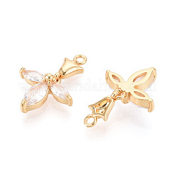 Brass Micro Pave Clear Cubic Zirconia Pendants&nbsp;KK-T078-05G-02