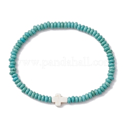 Synthetic Turquoise Beads Stretch Bracelets for Women Men&nbsp;BJEW-JB11293-01