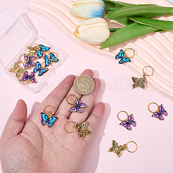 15Pcs 3 Styles Butterfly Printed Alloy Braiding Hair Pendant Decoration Clips&nbsp;OHAR-BM0001-04