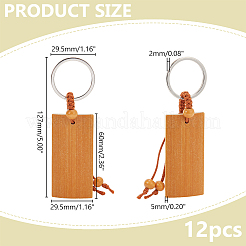 12Pcs Bamboo Laser Engraving Rectangle Keychains&nbsp;KEYC-PH0002-04