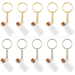 10Pcs 2 Colors Glass Bottle Keychains&nbsp;KEYC-SC0001-55