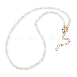 4MM White Round Shell Pearl Beaded Necklaces&nbsp;NJEW-JN05702