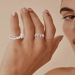 2Pcs 2 Styles Alloy Adjustable Cuff Rings for Women&nbsp;RJEW-LP0002-51