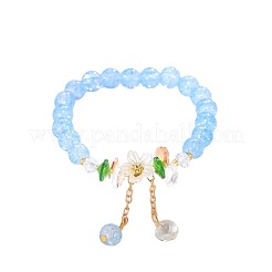 Daisy Crackle Glass Round Beaded Stretch Bracelets&nbsp;FS-WG28140-02