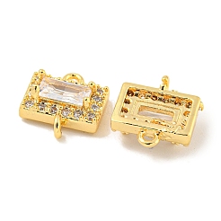 Brass Pave Clear Cubic Zirconia Connector Charms&nbsp;KK-P275-44G