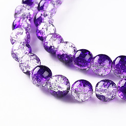 Baking Paint Transparent Crackle Glass Round Bead Strands&nbsp;DGLA-Q018-8mm-47