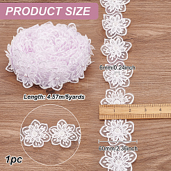 Organza Lace Trim with Resin Imitation Pearl Beads&nbsp;OCOR-WH0085-53C