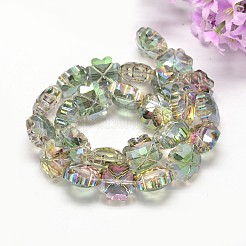 Half Plated Faceted Clover Glass Bead Strands&nbsp;EGLA-J094-HP03