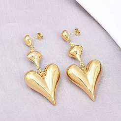304 Stainless Steel Dangle Stud Earrings&nbsp;EJEW-P325-04D-G