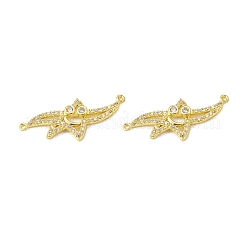 Brass Pave Clear Cubic Zirconia Connector Charms&nbsp;KK-E068-VB382