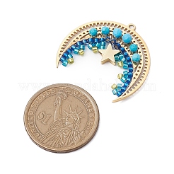 Bohemian Style Dyed Natural Magnesite & Handmade Glass Seed Beads Loom Pendants&nbsp;PALLOY-MZ00352