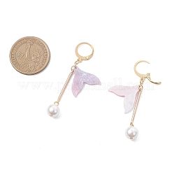 Glass & Cellulose Acetate(Resin) Beads Fishtail Dangle & Hoop Earring Sets&nbsp;EJEW-TA00791