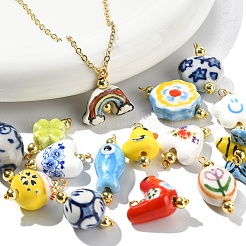 15Pcs Handmade Porcelain Pendants&nbsp;PALLOY-YW00126
