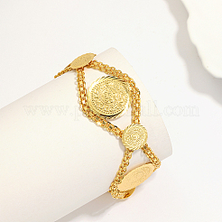 Brass Rhombus with Flat Round Link Chain Bracelets for Women&nbsp;GY9986-1