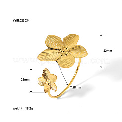 304 Stainless Steel Flower Cuff Bangle for Women&nbsp;VX4751-1