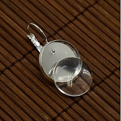 Clear Domed Glass Cabochon Cover and Brass Leverback Earring Settings for DIY&nbsp;DIY-X0160-S-RS