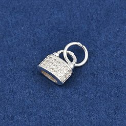 925 Sterling Silver Micro Pave Clear Cubic Zirconia Lock Charms&nbsp;LS-STER-K183-04S