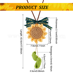 Crochet Sunflower Leaf Bowknot Hanging Pendant Decorations&nbsp;HJEW-WH0043-37G